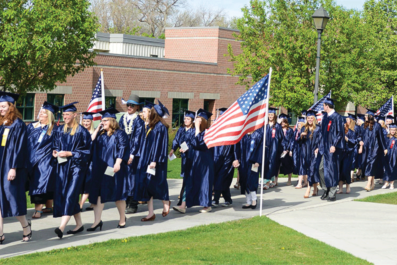 Snow College Graduates walking on Campus